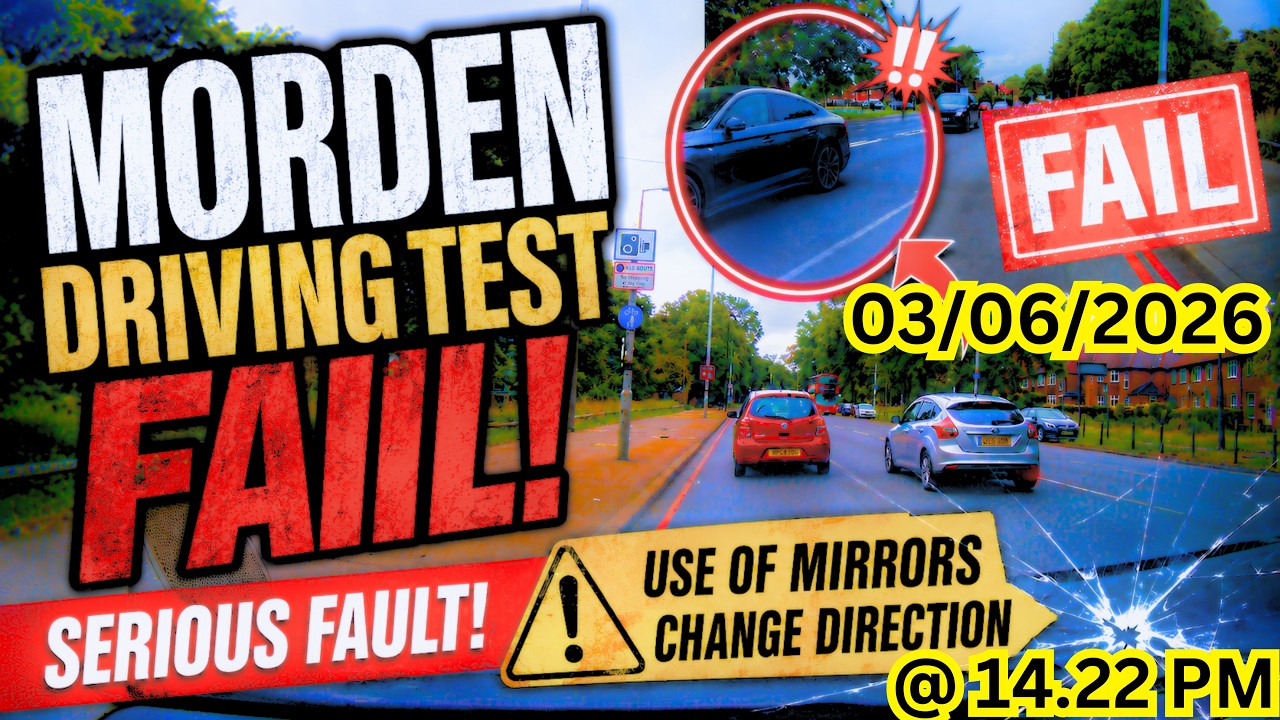 #morden driving test  on 03/ june/ 2026  @ 14.22pm  // Hazards are highlighted//FAIL  // 4K