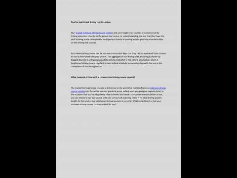 intensive driving course London